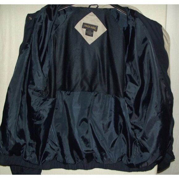 Tres Bien Jacket Mens XL Navy Blue Tan windbreaker golf zip classic bomber - Picture 4 of 13